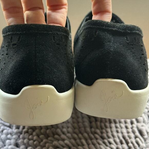 Joie Huxley Skate Sneaker size US 8 Black Laser Cut Suede Slip-on Platform - Picture 3 of 9